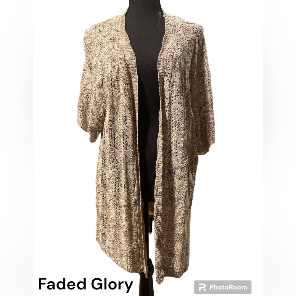 Faded Glory Plus Sz Women’s 3/4” sleeve cardigan sweater